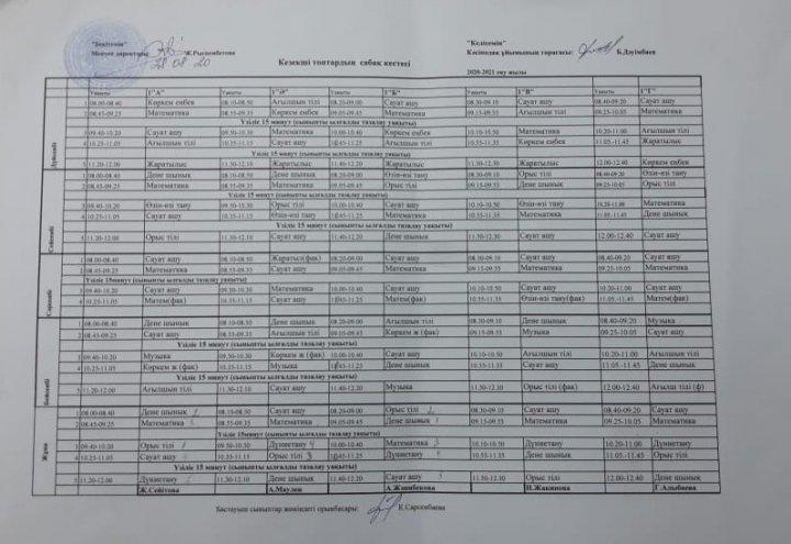 Сабақ кестесі